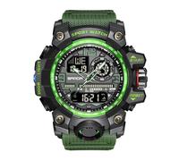 KXAITO Montre de sport pour homme - Étanche - Étanche - Date - Multifonction - Tactiques LED - Cadran - Alarme et chronomètre - 3133 - Vert, 3133_Vert, Large, Militaire