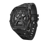 KXAITO Montre de sport pour homme - Mode classique étanche jusqu'à 50 m Double affichage (analogique et numérique) - Veilleuse LED, chronomètre, alarme, 6 options de couleur, noir, Large