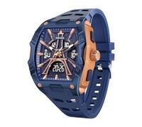 KXAITO Montre de sport pour homme - Mode classique étanche jusqu'à 50 m Double affichage (analogique et numérique) - Veilleuse LED, chronomètre, alarme, 6 options de couleur, bleu, Large