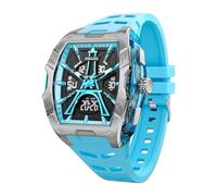 KXAITO Montre de sport pour homme - Mode classique étanche jusqu'à 50 m Double affichage (analogique et numérique) - Veilleuse LED, chronomètre, alarme, 6 options de couleur, bleu ciel, Grand