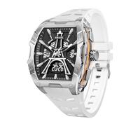 KXAITO Montre de sport pour homme - Mode classique étanche jusqu'à 50 m Double affichage (analogique et numérique) - Veilleuse LED, chronomètre, alarme, 6 options de couleur, blanc, Large