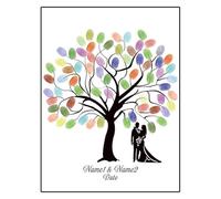 KXAOXGRC Imprintes digitales Arbre Toile Livre d'invités, 16 Pouces Bricolage Empreinte Digitale Feuille Arbre Mariage Anniversaire Livre d'or Photo e Multicolore(Color018,16inch (Black e))