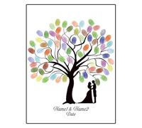 KXAOXGRC Imprintes digitales Arbre Toile Livre d'invités, 16 Pouces Bricolage Empreinte Digitale Feuille Arbre Mariage Anniversaire Livre d'or Photo e Multicolore(Color09,16inch (Wood e))