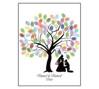 KXAOXGRC Imprintes digitales Arbre Toile Livre d'invités, 16 Pouces Bricolage Empreinte Digitale Feuille Arbre Mariage Anniversaire Livre d'or Photo e Multicolore(Color010,16inch (Wood e))