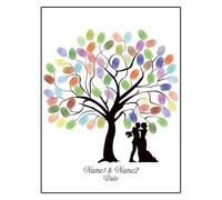 KXAOXGRC Imprintes digitales Arbre Toile Livre d'invités, Livre d'or de Mariage avec Arbre à Empreintes digitales, Silhouette du marié, Multicolore, Plusieurs Tailles(Color05,40x60cm)