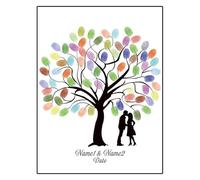 KXAOXGRC Imprintes digitales Arbre Toile Livre d'invités, Livre d'or de Mariage avec Arbre à Empreintes digitales, Silhouette du marié, Multicolore, Plusieurs Tailles(Color06,50x70cm)