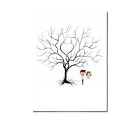 KXAOXGRC Imprintes digitales Arbre Toile Livre d'invités, Wedding Fingerprint Tree Canvas Painting Multiple Sizes Multicolor 1/2 Sets Inkpad(Style013,30x40cm 1set inkpad)