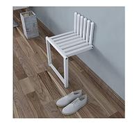 KXAOXGRC Tabouret Pliant Mural, Wall Mounted Foldable Shoe Bench Shower Seat Wood 150kg Capacity 38x35x4cm Multicolor(White)