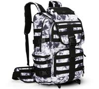 KXBUNQD Sac à dos tactique militaire de 50 L - Sac à dos de randonnée étanche - Grand sac militaire - Sac à dos Molle - Sac à dos d'assaut de 3, Blanc/effet camouflage, Large, Sacs à dos