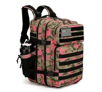 KXBUNQD Sac à dos tactique militaire pour homme et femme - Grand sac à dos avec système Molle, rose/camouflage