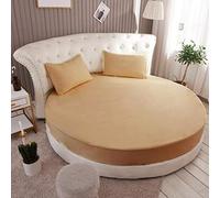 KXCAQ 3 pièces Ensemble de draps-Housses Ronds en Coton de Couleur Unie Drap de lit Rond Ensemble de literie surmatelas 200cm 220cm diamètre2.2M Chameau