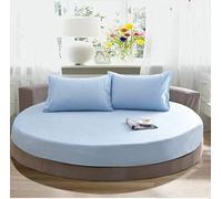 KXCAQ Drap de lit Doux Coton Drap-Housse Rond Couleur Unie Couvre-lit Rond Ensemble de literie Housse de Matelas surmatelas Drap de lit Doux 200x200 cm Bleu Ciel