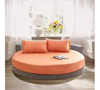 KXCAQ Drap de lit Doux Coton Drap Housse Rond Couleur Unie Couvre-lit Rond Ensemble de literie Housse de Matelas surmatelas Drap de lit Doux 250x250cm Orange