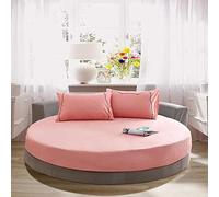 KXCAQ Drap de lit Doux Coton Drap Housse Rond Couleur Unie Couvre-lit Rond Ensemble de literie Housse de Matelas surmatelas Drap de lit Doux 220x220cm Jade