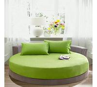 KXCAQ Drap de lit Doux Coton Drap Housse Rond Couleur Unie Couvre-lit Rond Ensemble de literie Housse de Matelas surmatelas Drap de lit Doux 250x250cm Vert
