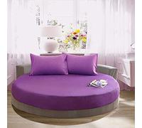 KXCAQ Drap de lit Doux Coton Drap-Housse Rond Couleur Unie Couvre-lit Rond Ensemble de literie Housse de Matelas surmatelas Drap de lit Doux 250x250cm Violet