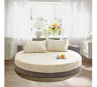 KXCAQ Drap de lit Doux Coton Drap Housse Rond Couleur Unie Couvre-lit Rond Ensemble de literie Housse de Matelas surmatelas Drap de lit Doux 250x250cm Beige