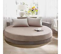 KXCAQ Drap de lit Doux Coton Drap Housse Rond Couleur Unie Couvre-lit Rond Ensemble de literie Housse de Matelas surmatelas Drap de lit Doux 250x250cm Gris Argent
