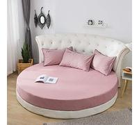 KXCAQ Drap de lit Doux Coton Drap Housse Rond Couleur Unie Couvre-lit Rond Ensemble de literie Housse de Matelas surmatelas Drap de lit Doux 250x250cm Haricot pâte