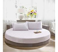KXCAQ Drap de lit Doux Coton Drap Housse Rond Couleur Unie Couvre-lit Rond Ensemble de literie Housse de Matelas surmatelas Drap de lit Doux 250x250cm Blanc