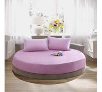 KXCAQ Drap de lit Doux Coton Drap Housse Rond Couleur Unie Couvre-lit Rond Ensemble de literie Housse de Matelas surmatelas Drap de lit Doux 250x250cm Violet Clair