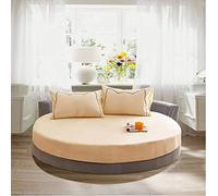 KXCAQ Drap de lit Doux Coton Drap Housse Rond Couleur Unie Couvre-lit Rond Ensemble de literie Housse de Matelas surmatelas Drap de lit Doux 180x180cm Chameau