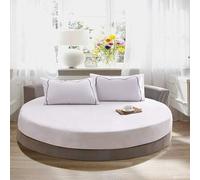 KXCAQ Drap-Housse élastique Maison Coton Linge de lit Rond Double Couple Housse de Matelas Pleine Reine Roi Couleur Unie Couvre-lit 250x250 cm 090