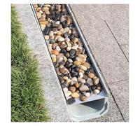 KXCVBNKLJ Caniveau linéaire en Acier Inoxydable pour, Grille de Drainage tranchée avec Couvercle en Galets, Argent, Plusieurs Tailles for pavé Patio(15x10x100cm)