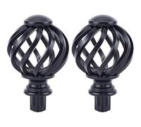 KXCVBNKLJ Embouts décoratifs pour tringles à Rideaux, Embouts de Tringle à Rideau, Cage torsadée Ronde Noire for 1/2 Pouces, 2 pièces