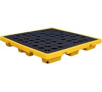 KXCVBNKLJ Modular Spill Containment Tray Platform, Plateau modulaire de Confinement des déversements avec Poches vidange for Chariot élévateur, Jaune empilable, Tailles Multiples(128x128x17cm)