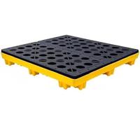 KXCVBNKLJ Modular Spill Containment Tray Platform, Plateau modulaire de Confinement des déversements avec Poches vidange for Chariot élévateur, Jaune empilable, Tailles Multiples(120x120x18cm)
