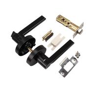 KXCVBNKLJ Poignée de porte avec serrure pour intérieur Indoor Silent Three-Pole Handle Door Lock Black Bedroom Hotel Bathroom Various Finishes(Asia Black BK without key)