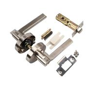 KXCVBNKLJ Poignée de porte avec serrure pour intérieur Indoor Silent Three-Pole Handle Door Lock Black Bedroom Hotel Bathroom Various Finishes(Brushed silver BK without key)