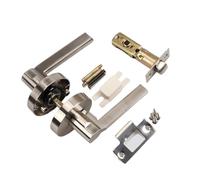 KXCVBNKLJ Poignée de porte avec serrure pour intérieur Three-Pole Handle Door Lock Indoor Silent For Bedroom Hotel Bathroom Trade(Brushed silver lock anti lock)