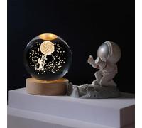 KXDEFE Palmley Cosmic Orbs, Calming Cosmic Lights, Happyhaves Calming Stellar Spheres, 3D Solar System Crystal Ball, Cosmic Glow Lamp, Led Crystal Space Lamp For Bedroom Decor (Moon landing,6CM)