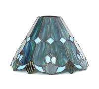 KXEcoLife Abat-Jour de Rechange Tiffany, Petit modèle de 20 cm en vitrail Bleu à Motif Floral Parapluie, Style Art déco Vintage, pour Suspension, Applique Murale ou Lustre.