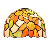 KXEcoLife Abat-Jour de Rechange Tiffany, Petit vitrail de 20 cm (8 Pouces) à Motif Tournesol champêtre, Style Art déco Vintage, pour Suspension, Applique ou Lustre.