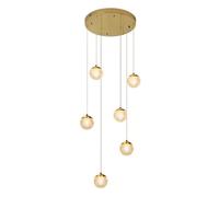 KXEcoLife Lustre d'escalier Suspendu, Long, pour Duplex, Grand Salon, Villa, Lampe Moderne Minimaliste Creuse, 6 têtes, Neutre