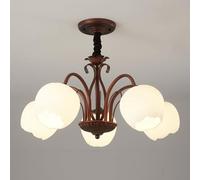 KXEcoLife Lustre E27 rétro Simple Style champêtre, Suspension en Verre américain, éclairage de Chambre, Salon et Salle à Manger, 5 têtes