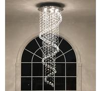 KXEcoLife Lustre élégant en Cristal spiralé, plafonnier LED Transparent K9 en Forme de Goutte de Pluie, Montage encastré chromé, idéal pour Salon, Salle à Manger, Couloir, escalier ou Hall