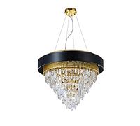 KXEcoLife Lustre en Cristal de Luxe E14 Nordic Creative Light, Style Moderne et épuré, idéal pour Salon, Chambre, Restaurant, Couloir, Magasin ou Maison - Noir avec Abat-Jour de 46 x 36 cm
