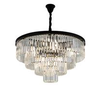 KXEcoLife Lustre en Cristal de Luxe E14 Style américain, Lampe de Salon Moderne et épurée, éclairage Design créatif pour Restaurant ou Chambre, Noir, 15 têtes.