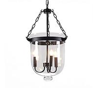 KXEcoLife Lustre en Fer Noir à 3 lumières, Douille E14, Suspension en Verre en Forme de Cloche pour Salle à Manger, Couloir, Chambre, luminaire décoratif Times