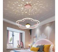 KXEcoLife Lustre LED Ciel Étoilé, Motif Floral, Suspension pour Chambre d'enfant, Intensité Dimmable, Télécommande, Lampe de Salle à Manger, Lampe de Table, Luminaire d'Intérieur, Rose, 40 c