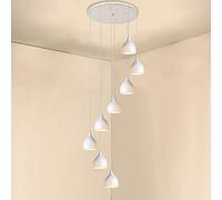 KXEcoLife Lustre Minimaliste à 8 lumières en colimaçon, Style Long, Moderne et créatif, pour escalier d'hôtel ou de Villa, Salon ou Salle à Manger. Couleur Blanche. Fabriqué en Chine.