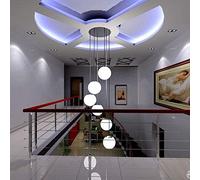 KXEcoLife Lustre Minimaliste pour Salon, escalier Moderne, Duplex Long, pavillon, Villa, Boules de Verre Multiples, Restaurant créatif et Tendance, Blanc