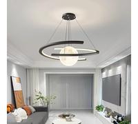 KXEcoLife Lustre Moderne en Forme de Lune 60/80 cm - Plafonnier à Hauteur réglable avec 3 températures de Couleur, idéal pour la Salle à Manger, Le Hall d'entrée et l'entrée (60 cm 60 W Blan