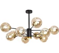 KXEcoLife Lustre Moderne Sputnik à 16 lumières, grappe de Branches en Verre à Bulles, plafonnier LED Noir, Gris fumé ambré, Suspension Industrielle pour Cuisine, Salle à Manger, Salon, Rest