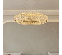 KXEcoLife Lustres de Luxe en Cristal et LED avec Anneau doré, éclairage pour Salon, Salle à Manger, décoration de Villa, suspensions de Plafond, luminaires d'intérieur