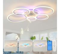 KXEcoLife Plafonnier Intelligent RGB avec Application de contrôle à Distance, Lampe annulaire de 100 cm à intensité Variable, Haut-Parleur Bluetooth Moderne et Fonction minuterie pour chambr